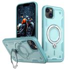 For iPhone 13 PC Hybrid TPU Armor MagSafe Holder Phone Case(Light Blue) - 1