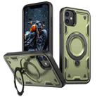 For iPhone 11 PC Hybrid TPU Armor MagSafe Ring Holder Phone Case(Olive Green) - 1