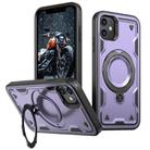 For iPhone 11 PC Hybrid TPU Armor MagSafe Holder Phone Case(Purple) - 1