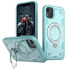 For iPhone XR PC Hybrid TPU Armor MagSafe Holder Phone Case(Light Blue) - 1