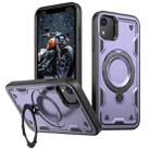 For iPhone XR PC Hybrid TPU Armor MagSafe Holder Phone Case(Purple) - 1