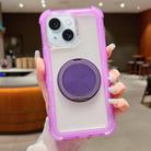 For iPhone 15 Plus Matte TPU Hybrid PC 3-in-1 MagSafe Holder Phone Case(Purple) - 1