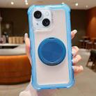 For iPhone 15 Matte TPU Hybrid PC 3-in-1 MagSafe Holder Phone Case(Blue) - 1