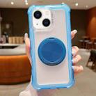 For iPhone 14 Matte TPU Hybrid PC 3-in-1 MagSafe Holder Phone Case(Blue) - 1