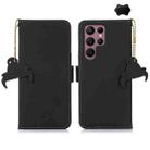 For Samsung Galaxy S25 Ultra Genuine Leather Magnetic RFID Leather Phone Case(Black) - 1