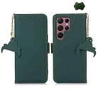 For Samsung Galaxy S25 Ultra Genuine Leather Magnetic RFID Leather Phone Case(Green) - 1