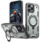 For iPhone 16 Pro Max PC Hybrid TPU Armor MagSafe Holder Phone Case(Grey) - 1