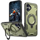 For iPhone 16 PC Hybrid TPU Armor MagSafe Holder Phone Case(Olive Green) - 1