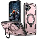 For iPhone 16 PC Hybrid TPU Armor MagSafe Holder Phone Case(Rose Gold) - 1