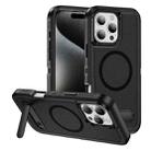 For iPhone 16 Pro Max Guard MagSafe Holder Matte PC Hybrid TPU Phone Case(Black) - 1