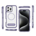 For iPhone 16 Pro Max Guard MagSafe Holder Matte PC Hybrid TPU Phone Case(Purple Transparent) - 2