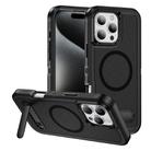 For iPhone 16 Pro Guard MagSafe Holder Matte PC Hybrid TPU Phone Case(Black) - 1