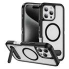 For iPhone 16 Pro Guard MagSafe Holder Matte PC Hybrid TPU Phone Case(Black Transparent) - 1