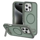 For iPhone 16 Pro Guard MagSafe Holder Matte PC Hybrid TPU Phone Case(Green) - 1