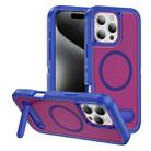 For iPhone 16 Pro Guard MagSafe Holder Matte PC Hybrid TPU Phone Case(Blue Rose Red) - 1