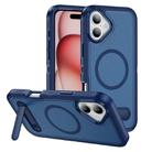 For iPhone 16 Plus Guard MagSafe Holder Matte PC Hybrid TPU Phone Case(Royal Blue) - 1