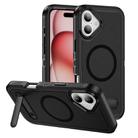 For iPhone 16 Plus Guard MagSafe Holder Matte PC Hybrid TPU Phone Case(Black) - 1