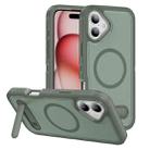 For iPhone 16 Plus Guard MagSafe Holder Matte PC Hybrid TPU Phone Case(Green) - 1