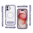 For iPhone 16 Guard MagSafe Holder Matte PC Hybrid TPU Phone Case(Purple Transparent) - 2