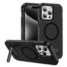 For iPhone 15 Pro Max Guard MagSafe Holder Matte PC Hybrid TPU Phone Case(Black) - 1