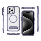 For iPhone 15 Pro Max Guard MagSafe Holder Matte PC Hybrid TPU Phone Case(Purple Transparent) - 2