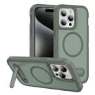 For iPhone 15 Pro Guard MagSafe Holder Matte PC Hybrid TPU Phone Case(Green) - 1