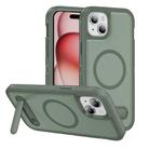 For iPhone 15 Plus Guard MagSafe Holder Matte PC Hybrid TPU Phone Case(Green) - 1