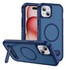 For iPhone 15 Guard MagSafe Holder Matte PC Hybrid TPU Phone Case(Royal Blue) - 1