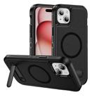 For iPhone 15 Guard MagSafe Holder Matte PC Hybrid TPU Phone Case(Black) - 1