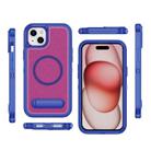 For iPhone 15 Guard MagSafe Holder Matte PC Hybrid TPU Phone Case(Blue Rose Red) - 2