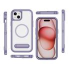 For iPhone 15 Guard MagSafe Holder Matte PC Hybrid TPU Phone Case(Purple Transparent) - 2