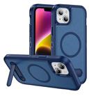 For iPhone 14 Plus Guard MagSafe Holder Matte PC Hybrid TPU Phone Case(Royal Blue) - 1