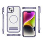 For iPhone 14 Plus Guard MagSafe Holder Matte PC Hybrid TPU Phone Case(Purple Transparent) - 2