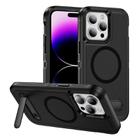 For iPhone 14 Pro Guard MagSafe Holder Matte PC Hybrid TPU Phone Case(Black) - 1