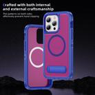 For iPhone 14 Pro Max Guard MagSafe Holder Matte PC Hybrid TPU Phone Case(Blue Rose Red) - 3