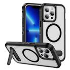 For iPhone 13 Pro Max Guard MagSafe Holder Matte PC Hybrid TPU Phone Case(Black Transparent) - 1