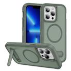 For iPhone 13 Pro Max Guard MagSafe Holder Matte PC Hybrid TPU Phone Case(Green) - 1