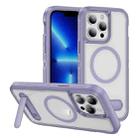 For iPhone 13 Pro Max Guard MagSafe Holder Matte PC Hybrid TPU Phone Case(Purple Transparent) - 1