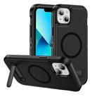 For iPhone 13 Guard MagSafe Holder Matte PC Hybrid TPU Phone Case(Black) - 1