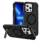 For iPhone 12 Pro Max Guard MagSafe Holder Matte PC Hybrid TPU Phone Case(Black) - 1