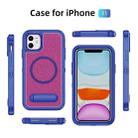 For iPhone 11 Guard MagSafe Holder Matte PC Hybrid TPU Phone Case(Blue Rose Red) - 2