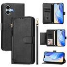 For iPhone 16 Plus Multi-Card Slots Zipper Wallet Leather Phone Case(Black) - 1