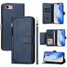 For iPhone SE 2022 / 2020 / 8 / 7 Multi-Card Slots Zipper Wallet Leather Phone Case(Blue) - 1