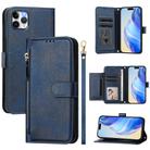 For iPhone 11 Pro Max Multi-Card Slots Zipper Wallet Leather Phone Case(Blue) - 1