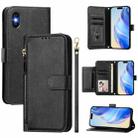 For iPhone X / XS Multi-Card Slots Zipper Wallet Leather Phone Case(Black) - 1