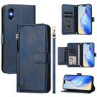 For iPhone X / XS Multi-Card Slots Zipper Wallet Leather Phone Case(Blue) - 1