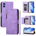 For iPhone X / XS Multi-Card Slots Zipper Wallet Leather Phone Case(Purple) - 1