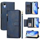 For iPhone XR Multi-Card Slots Zipper Wallet Leather Phone Case(Blue) - 1