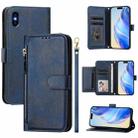 For iPhone XS Max Multi-Card Slots Zipper Wallet Leather Phone Case(Blue) - 1