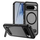 For Google Pixel 9 Pro Guard MagSafe Holder Matte PC Hybrid TPU Phone Case(Black Transparent) - 1